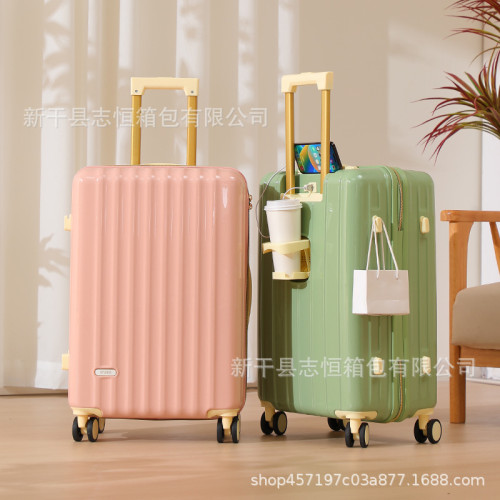 行李箱女學生新款pc亮面拉桿箱小清新旅行箱20多功能密碼箱金拉鍊