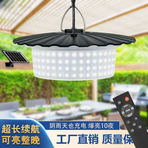 新款244LED太陽能吊燈人體感應遙控吊燈棚穀燈防水庭院露營燈