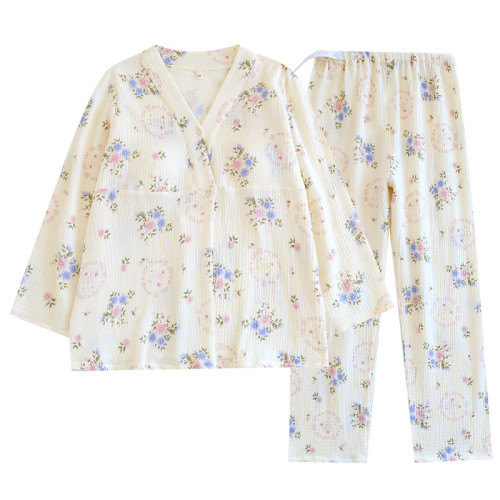帶胸墊月子服純棉春秋待産套頭孕婦産婦産後喂奶哺乳衣兩件套