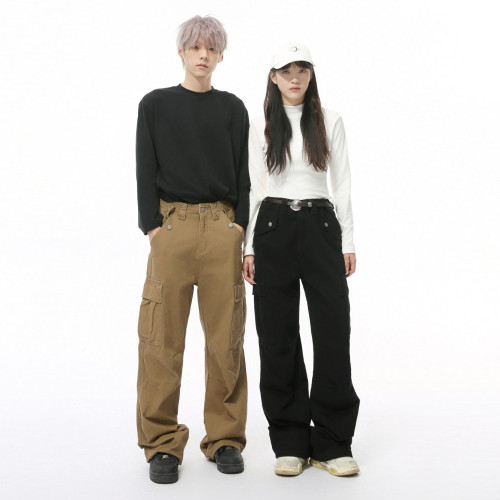 MTLCLOTHES男裝|冬款新品 美式重工復古直筒寬松工裝牛仔褲休閒潮