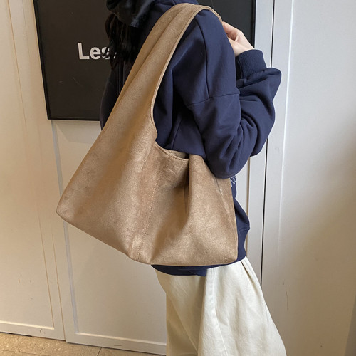 2024新款秋冬大容量單肩包復古磨砂大包包女美拉德上班通勤托特包