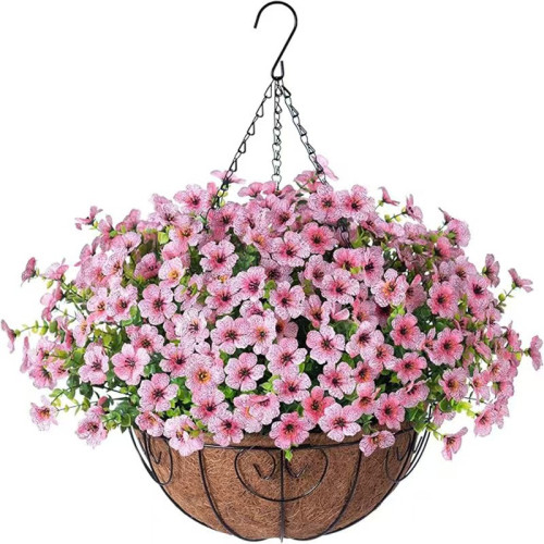 新款春季花環掛件前門裝飾掛件花籃小花吊籃春季仿真花裝飾品