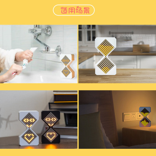 電子計時器無線充電台燈USB充電禮品床頭3D沙漏擺件氛圍LED小夜燈