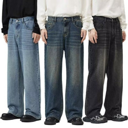 美式街頭男裝|四季款新品 韓版直筒水洗牛仔褲寬松ins潮