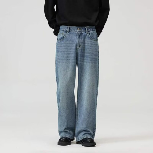美式街頭男裝|四季款新品 韓版直筒水洗牛仔褲寬松ins潮
