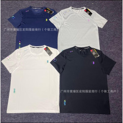 高品質夏季圓領冰絲運動速乾T恤男士薄款健身跑步透氣訓練服