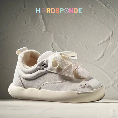 李沐辰同款黑白小怪獸鞋子HARDSPONDE2024春季明星情侶厚底帆布鞋