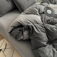 純色四件套高級被子全套一整套床單被套罩學生宿捨單人床三件套