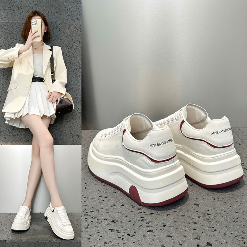 真皮麥崑小白鞋女2025春季新款爆款鞋子厚底透氣運動休閒板學生鞋