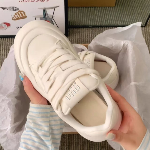 松糕厚底小白鞋女2025新款時尚醜萌復古大頭麵包鞋百搭輕便休閒鞋