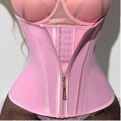 waist trainer歐美束腰收腹帶拉鏈排釦沙漏塑腰帶性感乳膠塑身衣