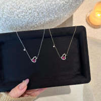 925純銀鍍18K金色護身符鏤空葫蘆造型鑲鑽韓版氣質高級精緻鎖骨鍊