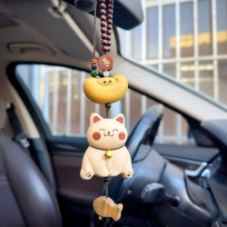 招財貓車掛~木製裝飾包掛汽車掛件新款車用掛飾原創創意禮物可愛