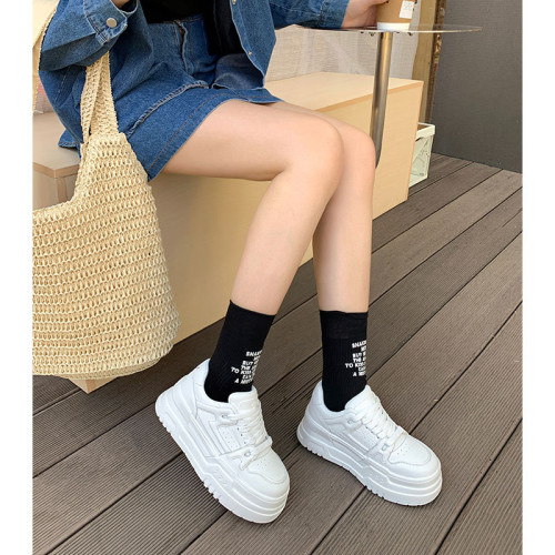 增高6.5CM真皮厚底小白鞋女2025春季新款百搭板鞋防滑休閒運動鞋