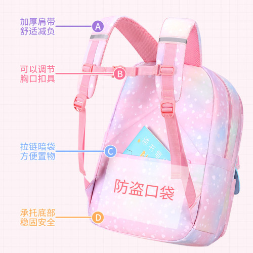 新款公主風書包可愛休閒開冰箱後背包多功能雙肩包漸變色女生