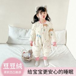 恒溫嬰兒豆豆羢分腿式睡袋寶寶家居服兒童防寒保暖防踢被春秋冬款