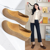 2026年頭層牛皮休閒單鞋軟底軟面一腳蹬懶人鞋平底大碼女鞋41-43