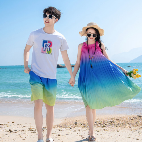 春夏三亞度假親子裝一家四口夏季母子母女洋氣裙子新款