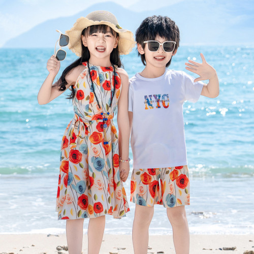 2025情侶裝度假風沙灘裝韓版時尚母女裝連衣裙夏季海邊