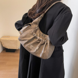 小衆高級感復古辣妹腋下包包女2025新款美拉德風單肩包褶皺餃子包