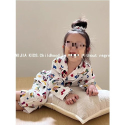 兒童可愛米奇卡通棉紗睡衣套裝秋季款男童女童寶寶長袖家居服Z011