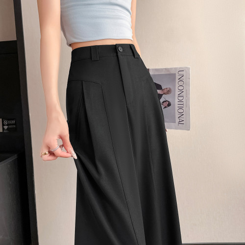 深灰色西裝濶腿褲女2025春季新款高腰顯瘦垂感高級感休閒拖地褲