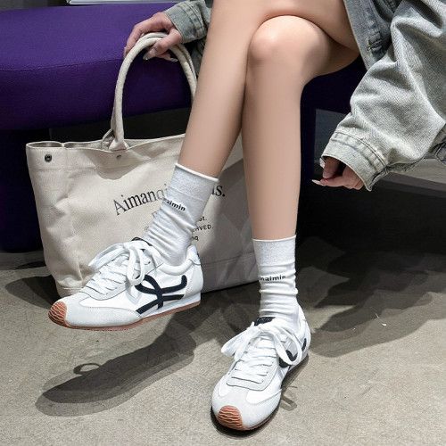 真皮阿甘鞋女2025新款百搭復古德訓鞋輕便透氣休閒運動鞋小白鞋潮