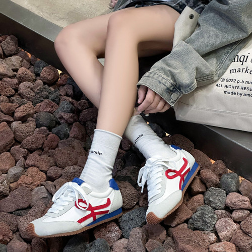 真皮阿甘鞋女2025新款百搭復古德訓鞋輕便透氣休閒運動鞋小白鞋潮