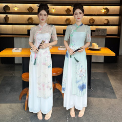 足浴養生館中式新品美容院技師工作服彈力透氣大碼復古風褲裝
