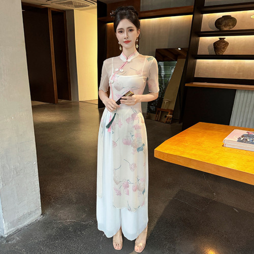 足浴養生館中式新品美容院技師工作服彈力透氣大碼復古風褲裝