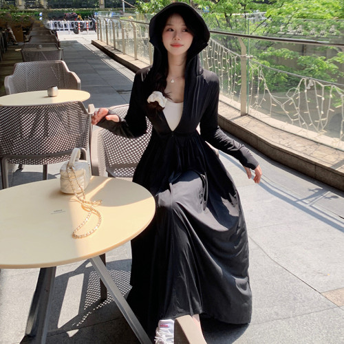 修身防曬衣女夏季新款長款連衣裙不防紫外線冰絲長裙全身防曬服