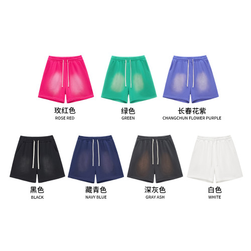 RS男裝|水洗350G噴馬騮短褲多巴胺重磅男士短褲美式抽繩褲子