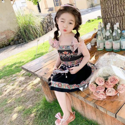 兒童裙子三月三少數民族服裝女童哈尼族套裝網紅爆款公主裙苗族