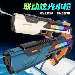 2025新款電動連髮水槍大容量燈光自動吸水脈沖高壓玩具水槍批髮