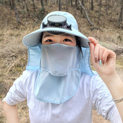 新款太陽能數顯充電風扇帽男女成人戶外防曬釣魚乾農活大簷遮陽帽