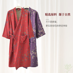 25款春夏薄款純棉紗布浴袍睡袍睡衣家居服女士日式提花睡裙浴衣