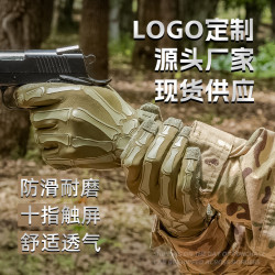 跨境新款冰絲摩托車防滑防曬透氣耐磨騎行全指觸屏戰術手套春夏