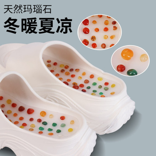 厚底按摩拖鞋女夏季2025年新款足療腳底按摩增高涼拖鞋沙灘防滑鞋