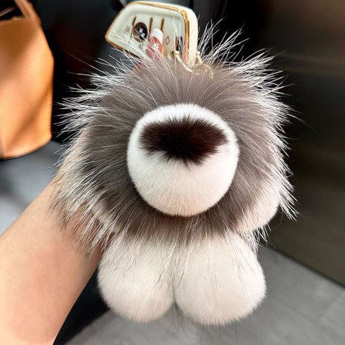 獺兔毛小獅子包包掛件貉子毛獅子辛巴掛飾可愛毛絨公仔汽車鑰匙扣