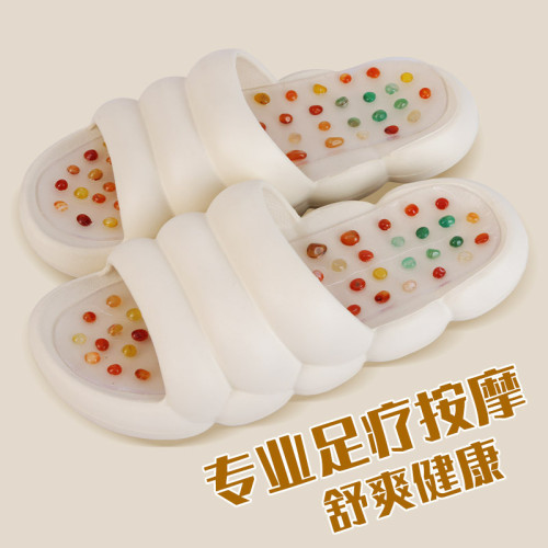 按摩拖鞋2025新款踩屎居家室內洗澡毛毛蟲醜萌腳底穴位足療涼拖