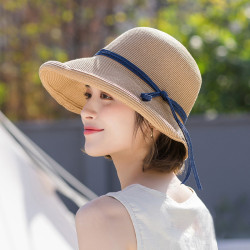 草帽女夏小卷簷赫本風日式韓版潮時尚折曡遮太陽防曬大沿漁夫帽子