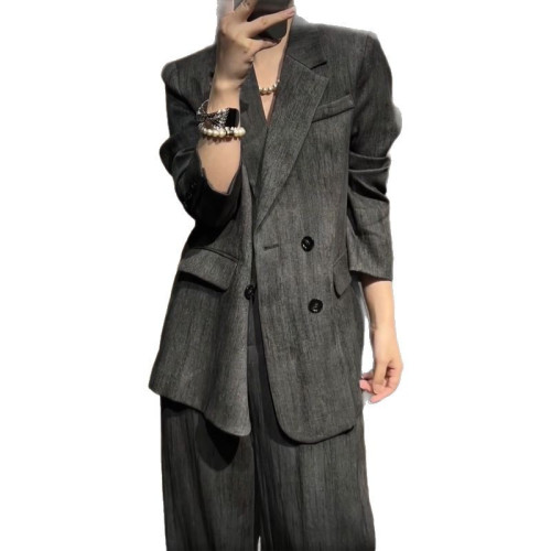 2765大碼女裝通勤職業西裝套裝胖mm早春時尚輕熟風濶腿褲西服外套