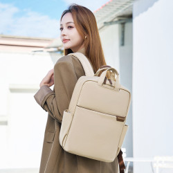 雙肩包女士新款簡約帆布旅行後背包大容量電腦包大學生書包