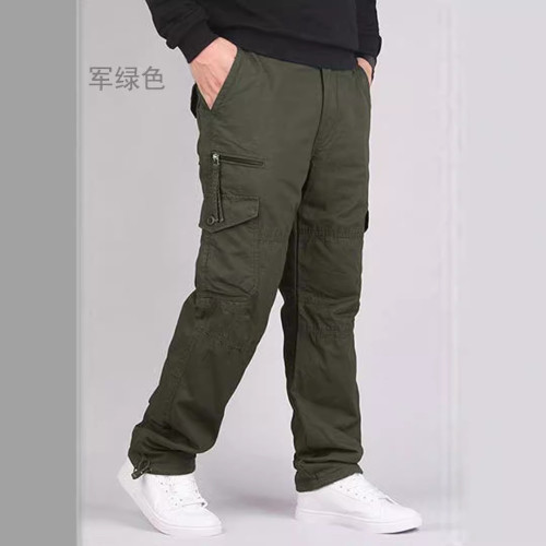 春秋新款戶外工裝褲男士直筒寬松登山休閒褲多兜軍綠沖鋒長褲