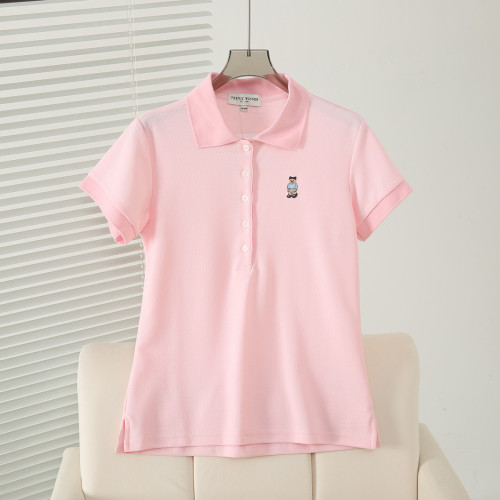 2025春夏新款女裝學院風翻領刺綉基礎Polo衫短袖T恤TTHW256301I