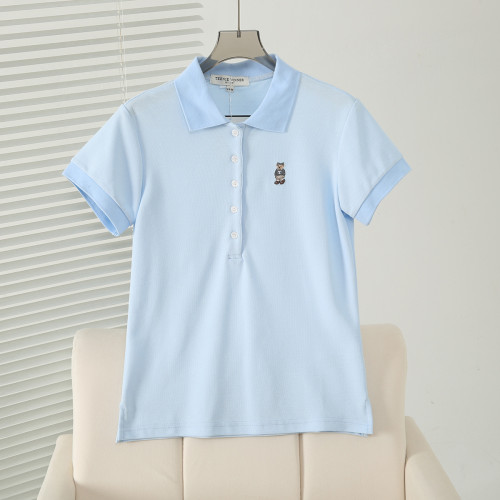 2025春夏新款女裝學院風翻領刺綉基礎Polo衫短袖T恤TTHW256301I