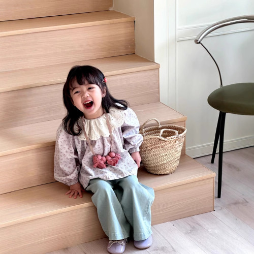 女童韓系襯衫牛仔褲2025春季新款兒童花朵寶寶圓點襯衫牛仔濶腿