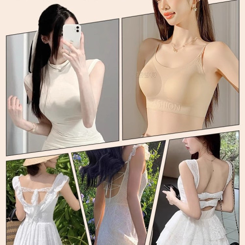 原版u型美背內衣女小胸聚攏2025新款不透膚色隱形無痕粉底液露背