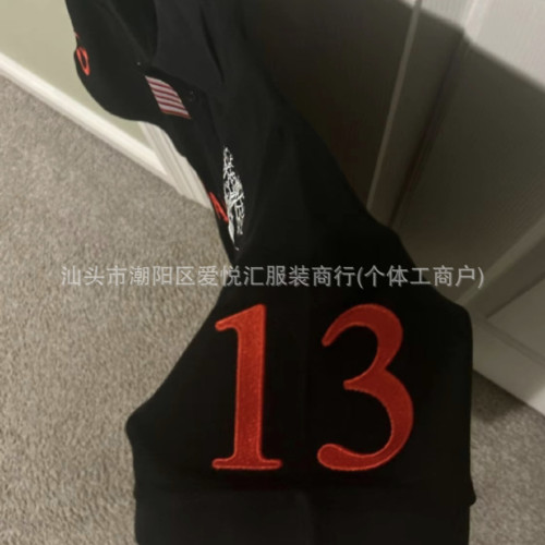 全刺綉襯衫數字Polo領襯衫t恤黑色簡約日常潮流個性短袖