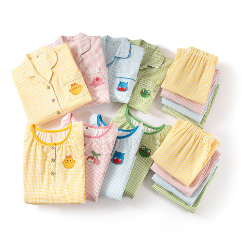 春夏新品兒童純棉可愛綉花長短袖睡衣  家居服套裝